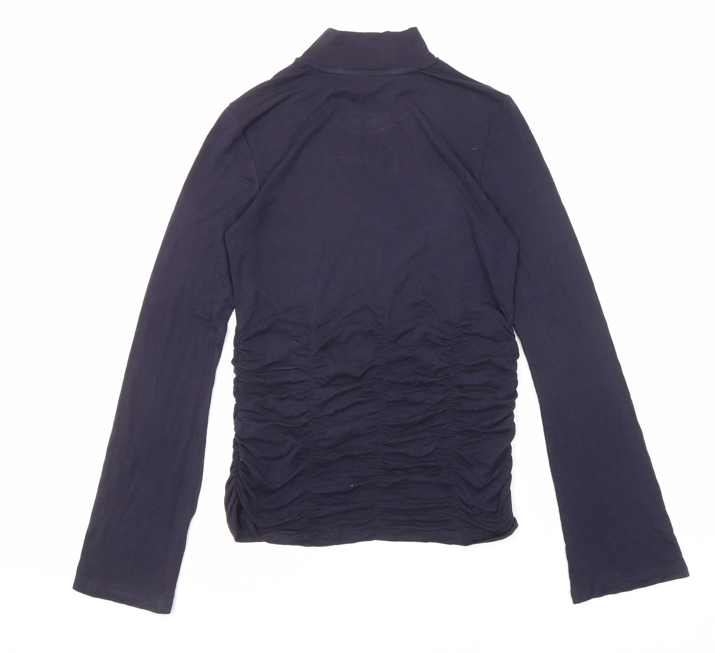 Marks and Spencer Womens Blue Viscose Basic T-Shirt Size 6 High Neck