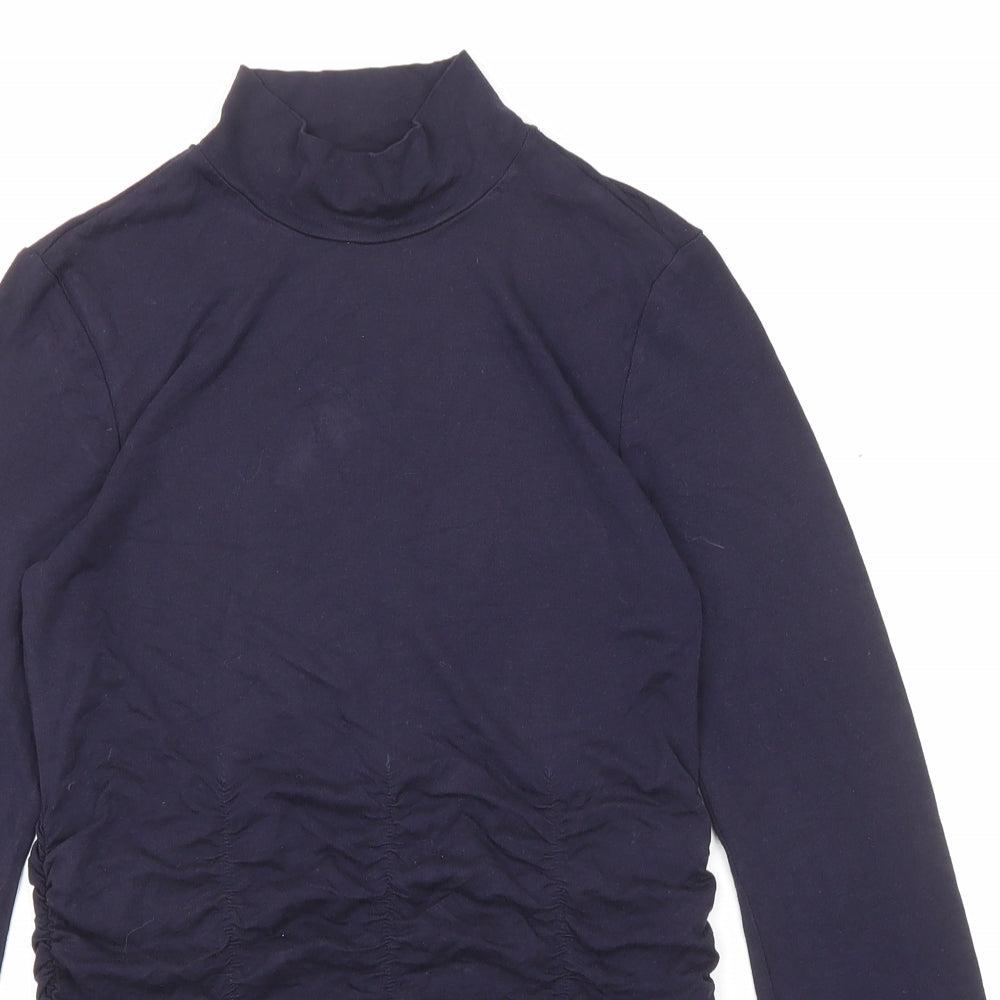 Marks and Spencer Womens Blue Viscose Basic T-Shirt Size 6 High Neck