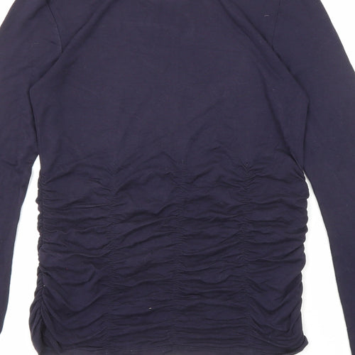 Marks and Spencer Womens Blue Viscose Basic T-Shirt Size 6 High Neck