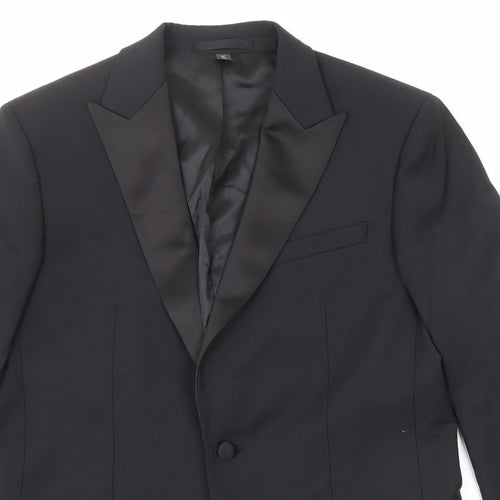 Marks and Spencer Mens Black Wool Jacket Suit Jacket Size 38 Regular