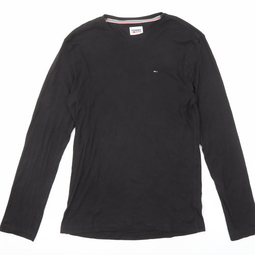 Tommy Jeans Mens Black Cotton T-Shirt Size XL Crew Neck