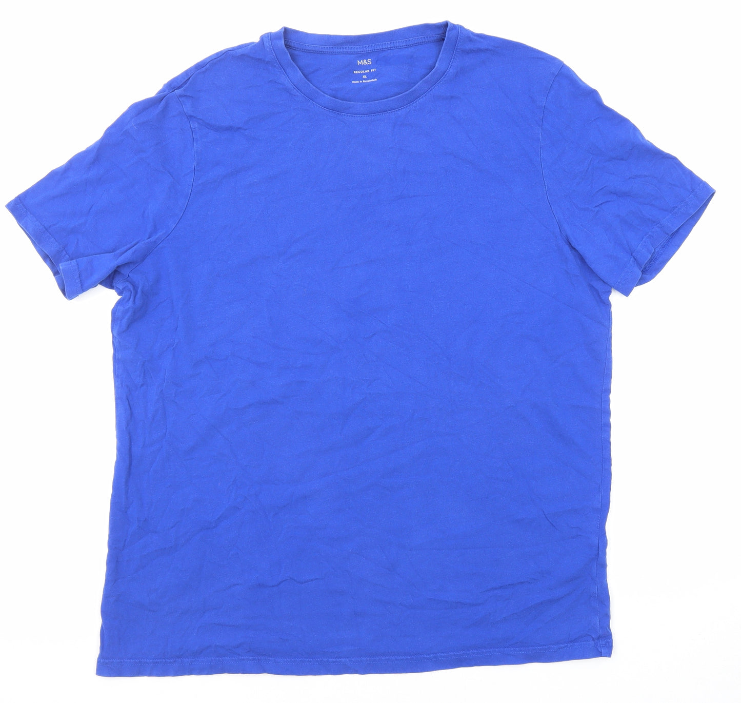 Marks and Spencer Mens Blue Cotton T-Shirt Size XL Crew Neck