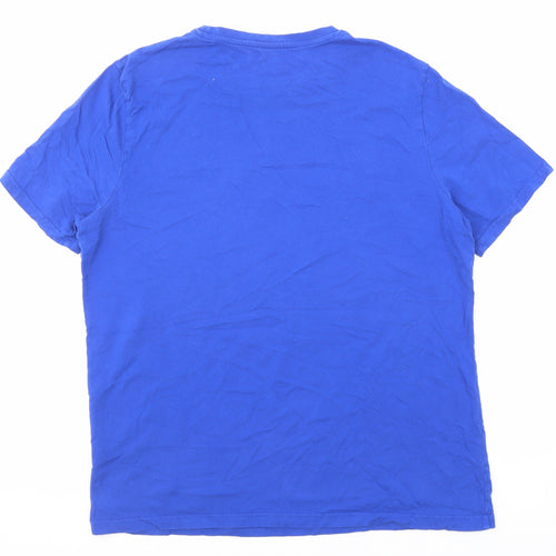 Marks and Spencer Mens Blue Cotton T-Shirt Size XL Crew Neck