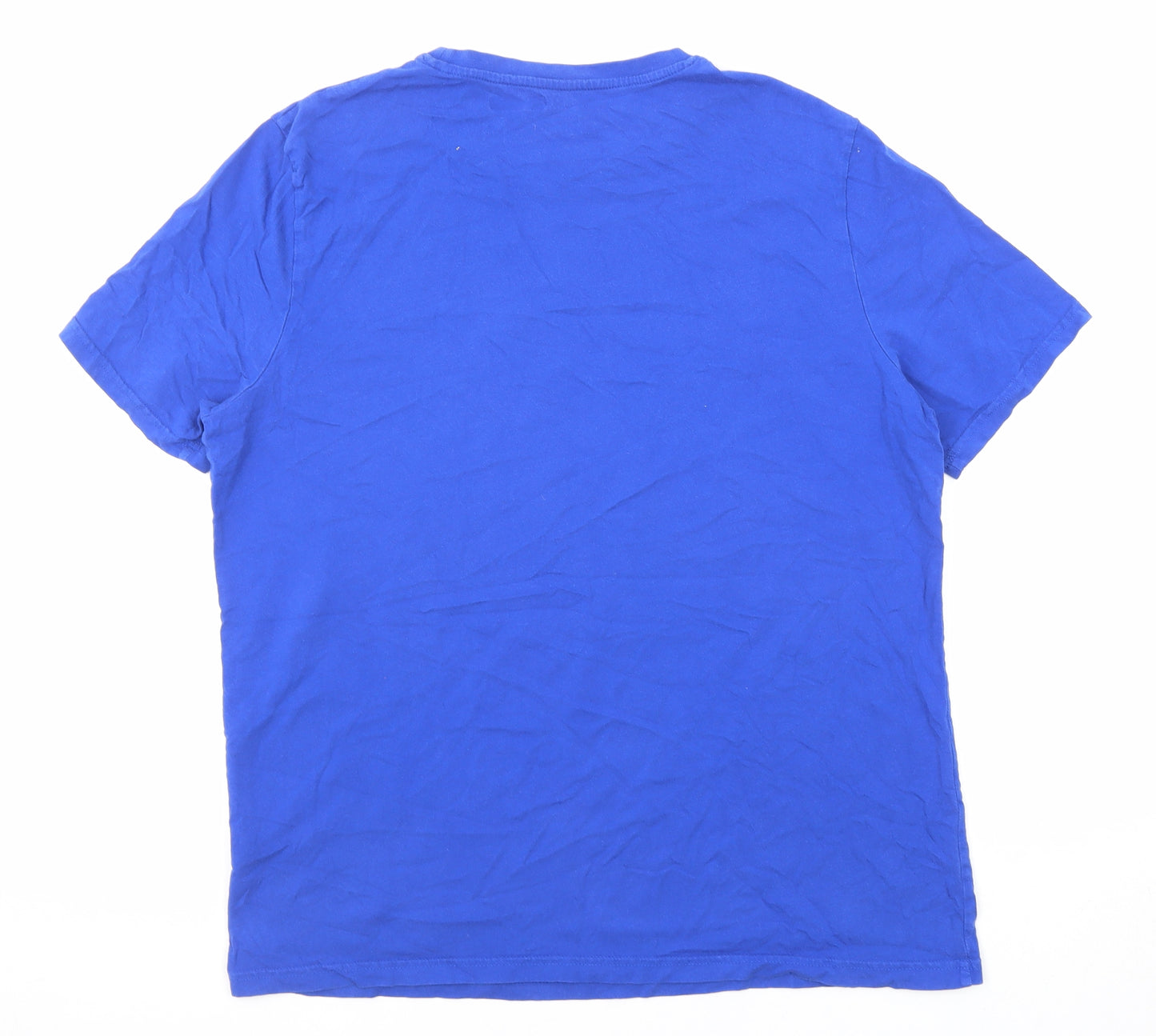 Marks and Spencer Mens Blue Cotton T-Shirt Size XL Crew Neck