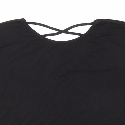 Boohoo Womens Black Viscose Basic T-Shirt Size 12 Round Neck