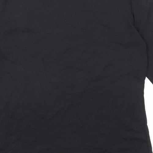 Marks and Spencer Womens Black Cotton Basic T-Shirt Size 12 Boat Neck