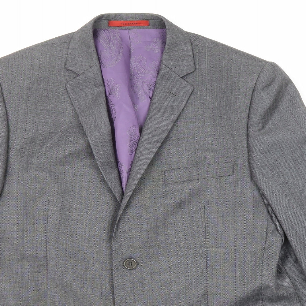 Ted Baker Mens Grey Wool Jacket Suit Jacket Size 46 Regular