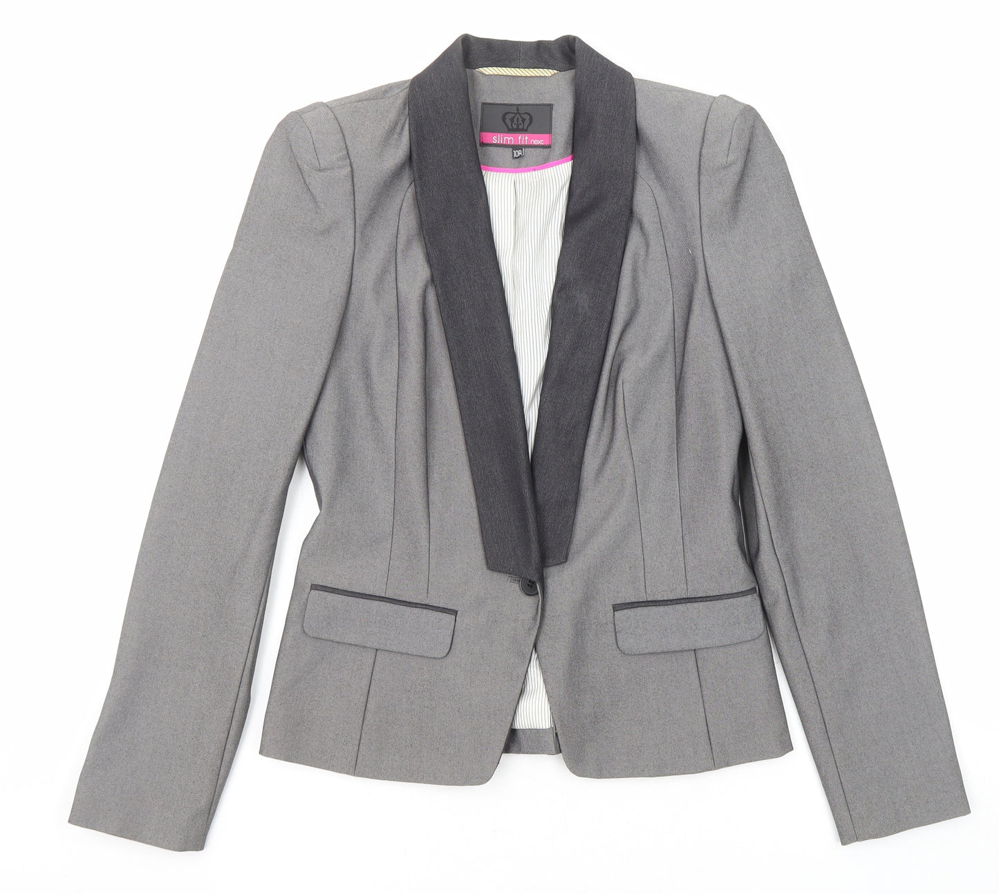 NEXT Womens Grey Polyester Jacket Blazer Size 10