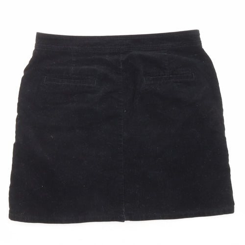 Marks and Spencer Womens Black Cotton A-Line Skirt Size 10 Button