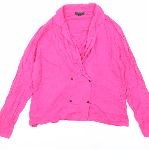Topshop Womens Pink Viscose Basic Button-Up Size 10 Collared