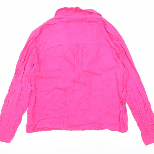 Topshop Womens Pink Viscose Basic Button-Up Size 10 Collared