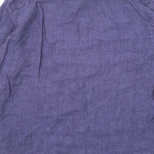 White Stuff Mens Purple Linen Button-Up Size M Collared Button
