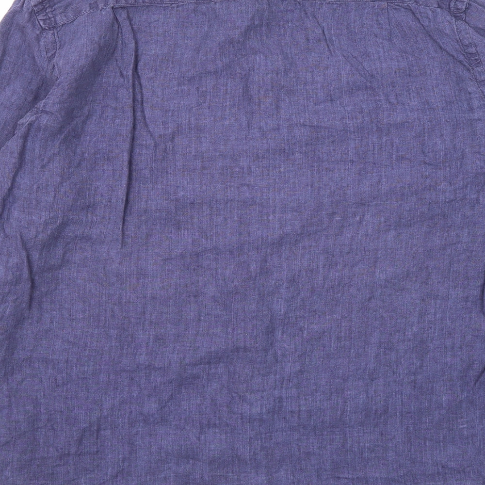White Stuff Mens Purple Linen Button-Up Size M Collared Button