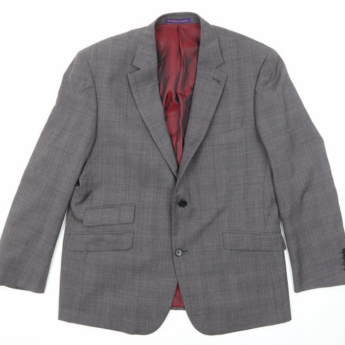 Skopes Mens Grey Check Wool Jacket Suit Jacket Size 42 Regular