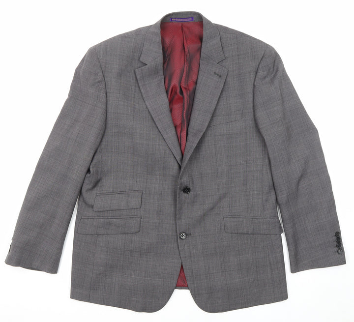 Skopes Mens Grey Check Wool Jacket Suit Jacket Size 42 Regular