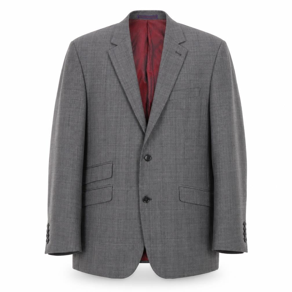 Front view of Skopes men’s grey check wool jacket suit jacket, size 42, regular