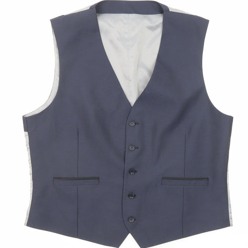 Burton Mens Blue Polyester Jacket Suit Waistcoat Size 44 Regular - Chest 44-48