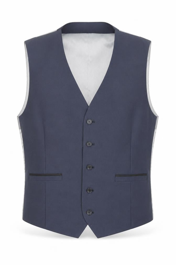 Burton Mens Blue Polyester Jacket Suit Waistcoat Size 44 Regular - Chest 44-48