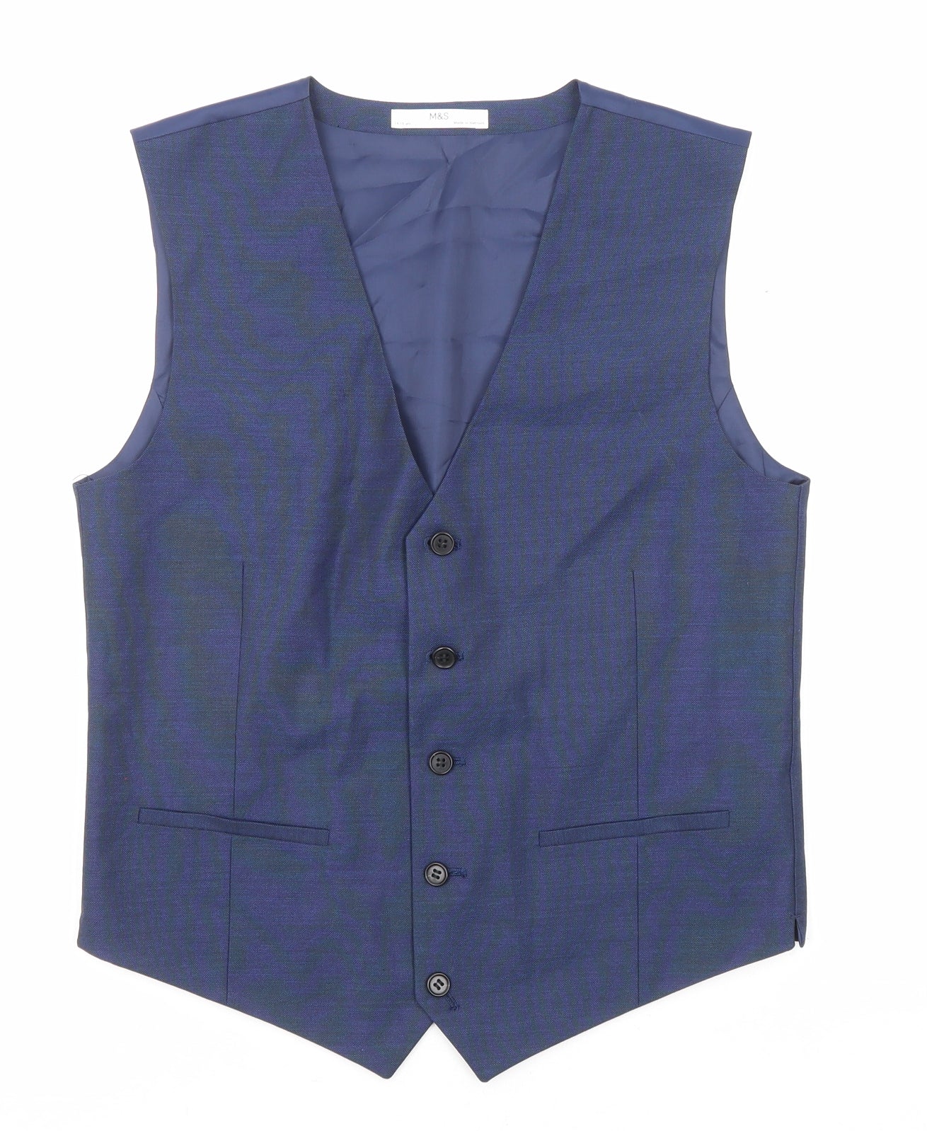 Marks and Spencer Boys Blue Basic Jacket Waistcoat Size 14-15 Years Button