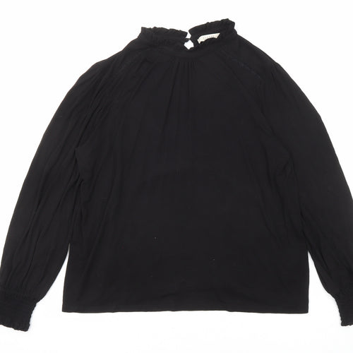 Oasis Womens Black Viscose Basic Blouse Size XL High Neck