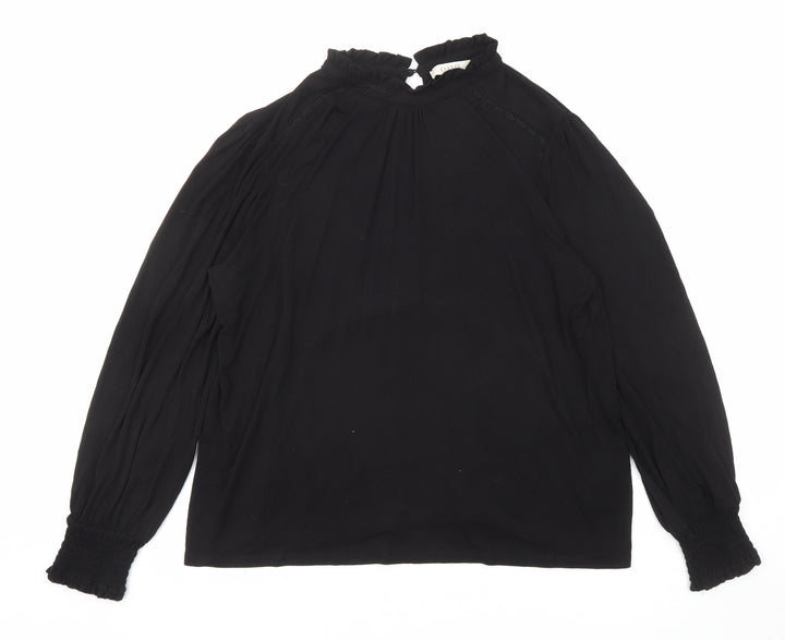 Oasis Womens Black Viscose Basic Blouse Size XL High Neck