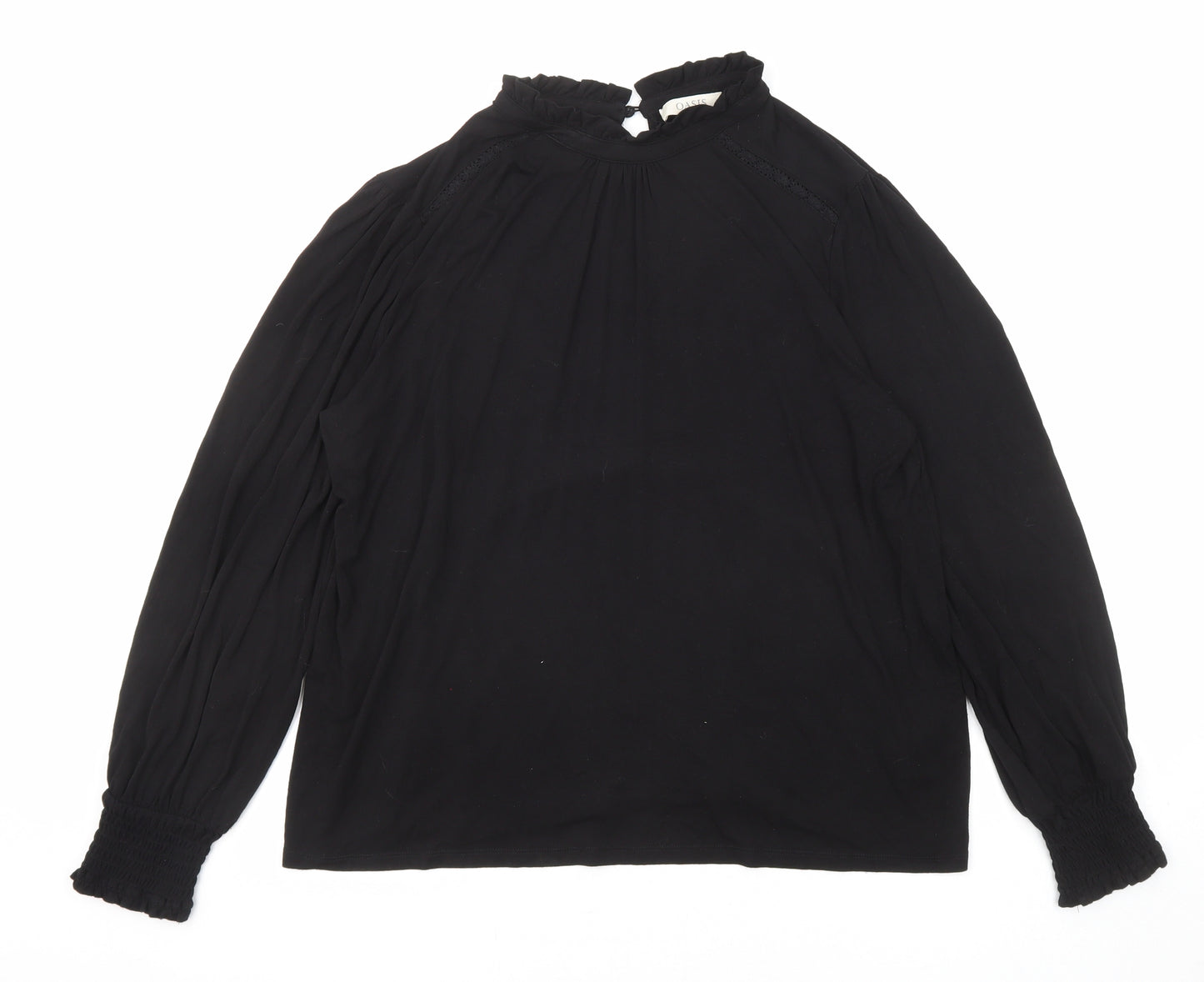 Oasis Womens Black Viscose Basic Blouse Size XL High Neck