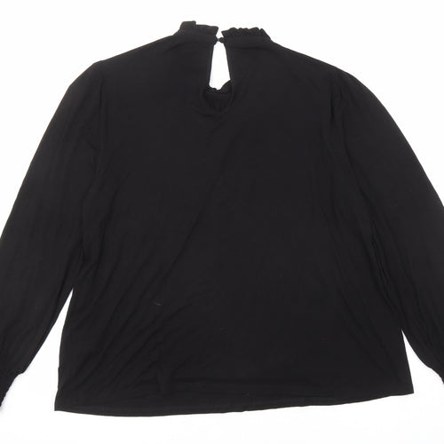 Oasis Womens Black Viscose Basic Blouse Size XL High Neck