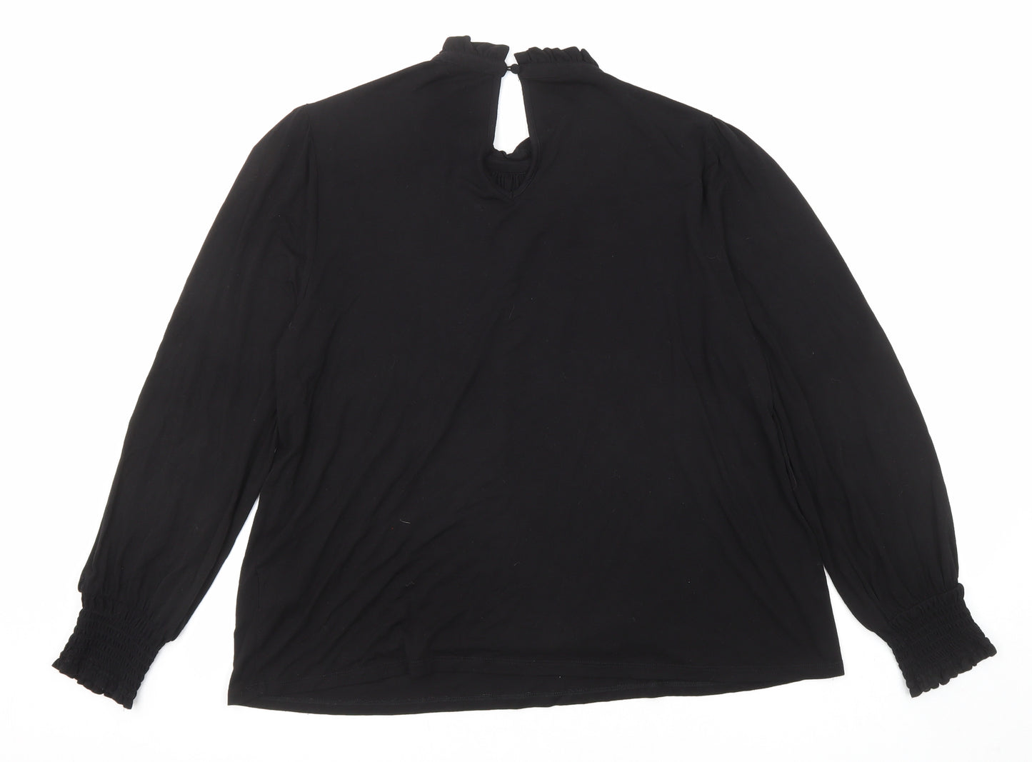 Oasis Womens Black Viscose Basic Blouse Size XL High Neck