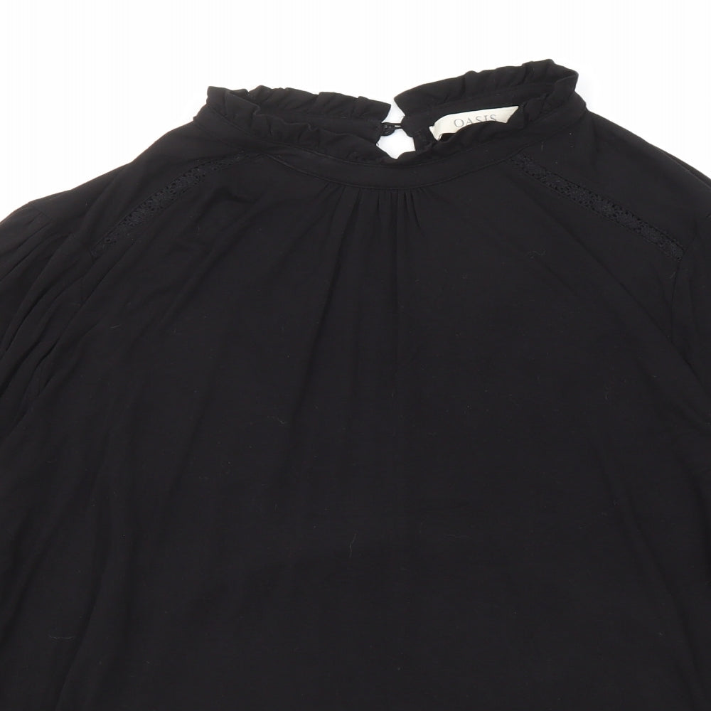 Oasis Womens Black Viscose Basic Blouse Size XL High Neck