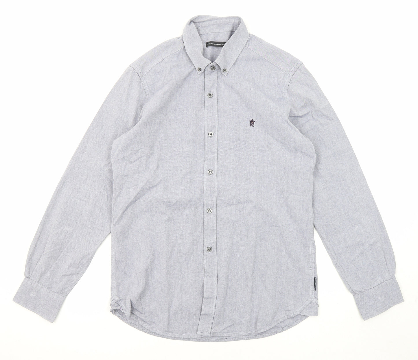 French Connection Mens Blue Cotton Button-Up Size M Collared Button