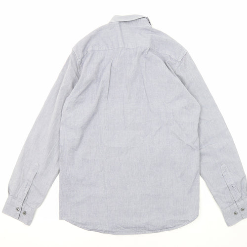 French Connection Mens Blue Cotton Button-Up Size M Collared Button