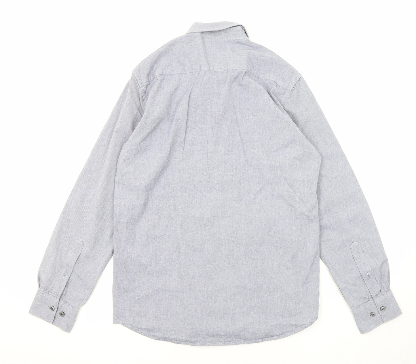 French Connection Mens Blue Cotton Button-Up Size M Collared Button