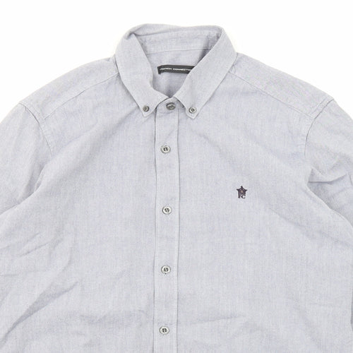 French Connection Mens Blue Cotton Button-Up Size M Collared Button