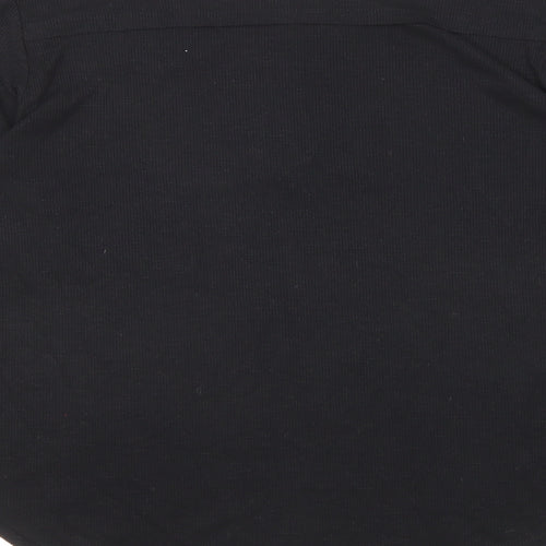 Reoria Womens Black Viscose Basic T-Shirt Size L Round Neck