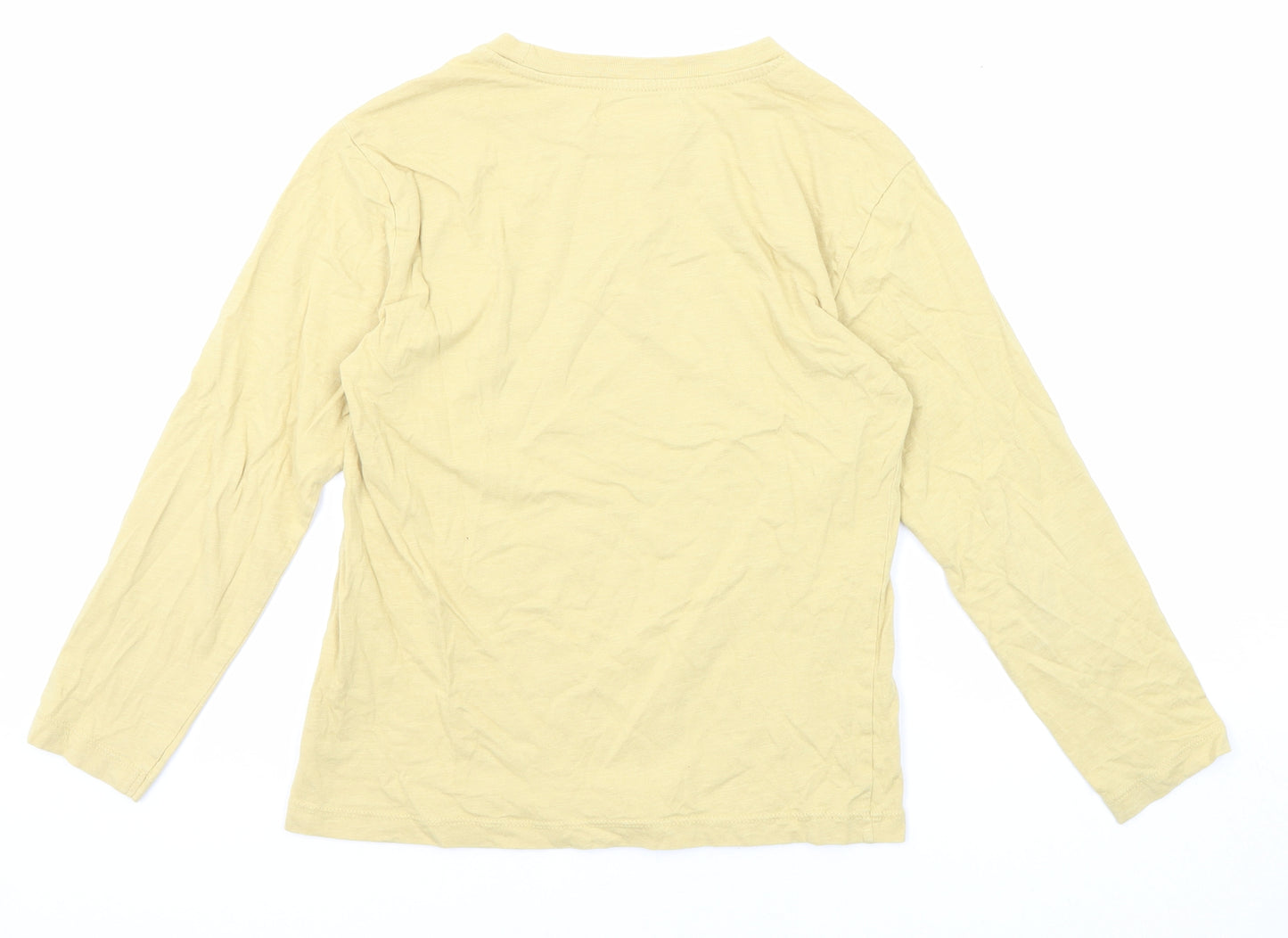 Zara Girls Yellow Cotton Basic T-Shirt Size 9 Years Round Neck Pullover