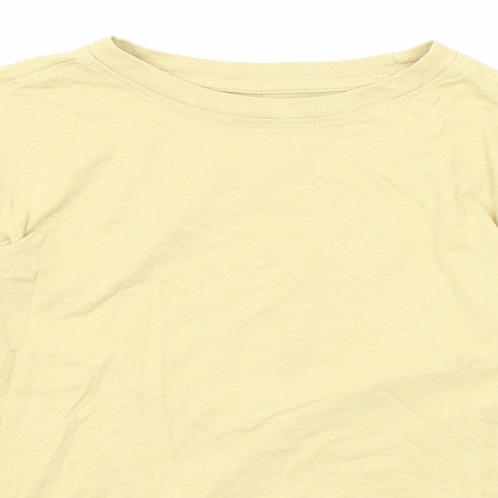 Zara Girls Yellow Cotton Basic T-Shirt Size 9 Years Round Neck Pullover