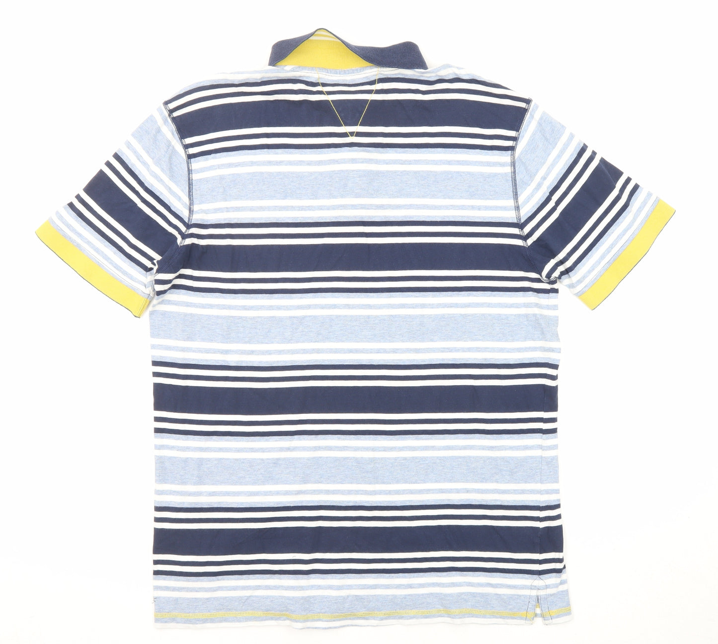 White Stuff Mens Blue Striped Cotton Polo Size M Collared Button