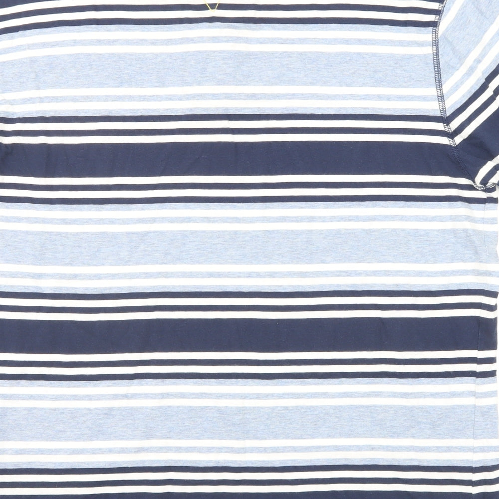 White Stuff Mens Blue Striped Cotton Polo Size M Collared Button