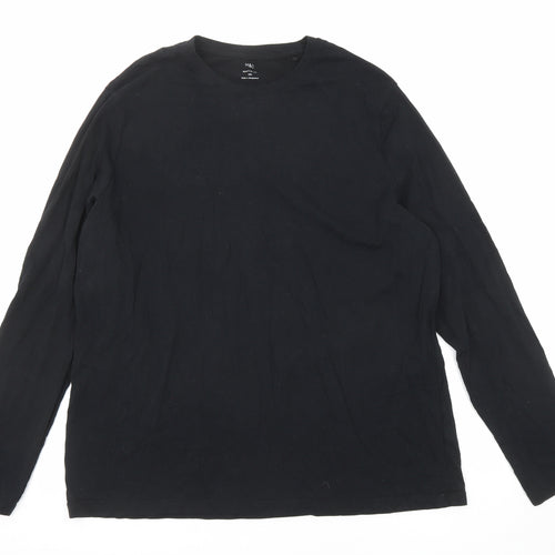 Marks and Spencer Mens Black Cotton T-Shirt Size 3XL Crew Neck