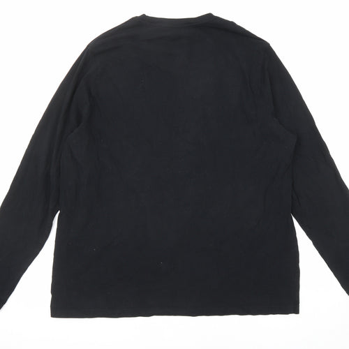 Marks and Spencer Mens Black Cotton T-Shirt Size 3XL Crew Neck