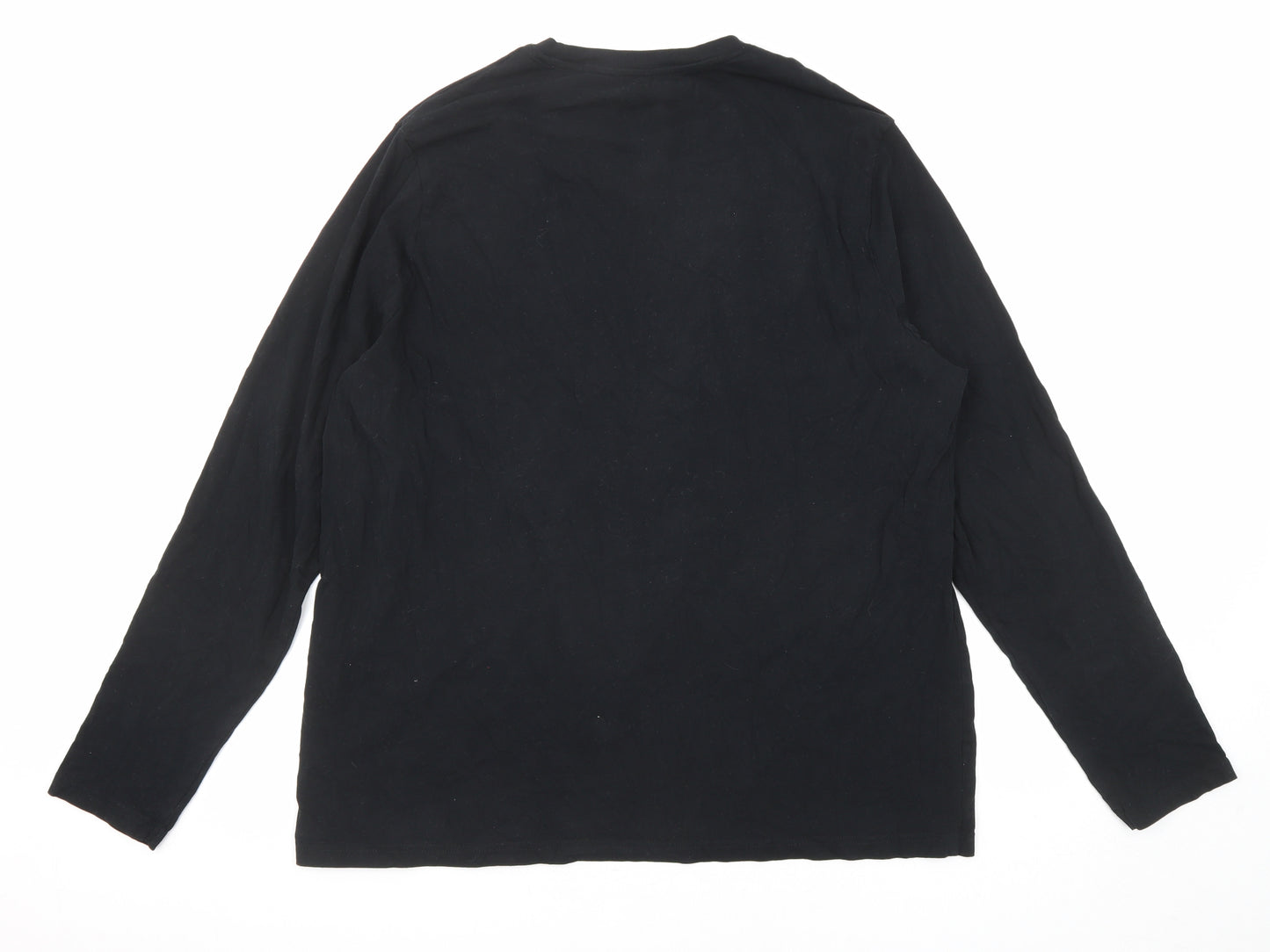 Marks and Spencer Mens Black Cotton T-Shirt Size 3XL Crew Neck