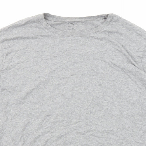 Marks and Spencer Mens Grey Cotton T-Shirt Size 3XL Crew Neck