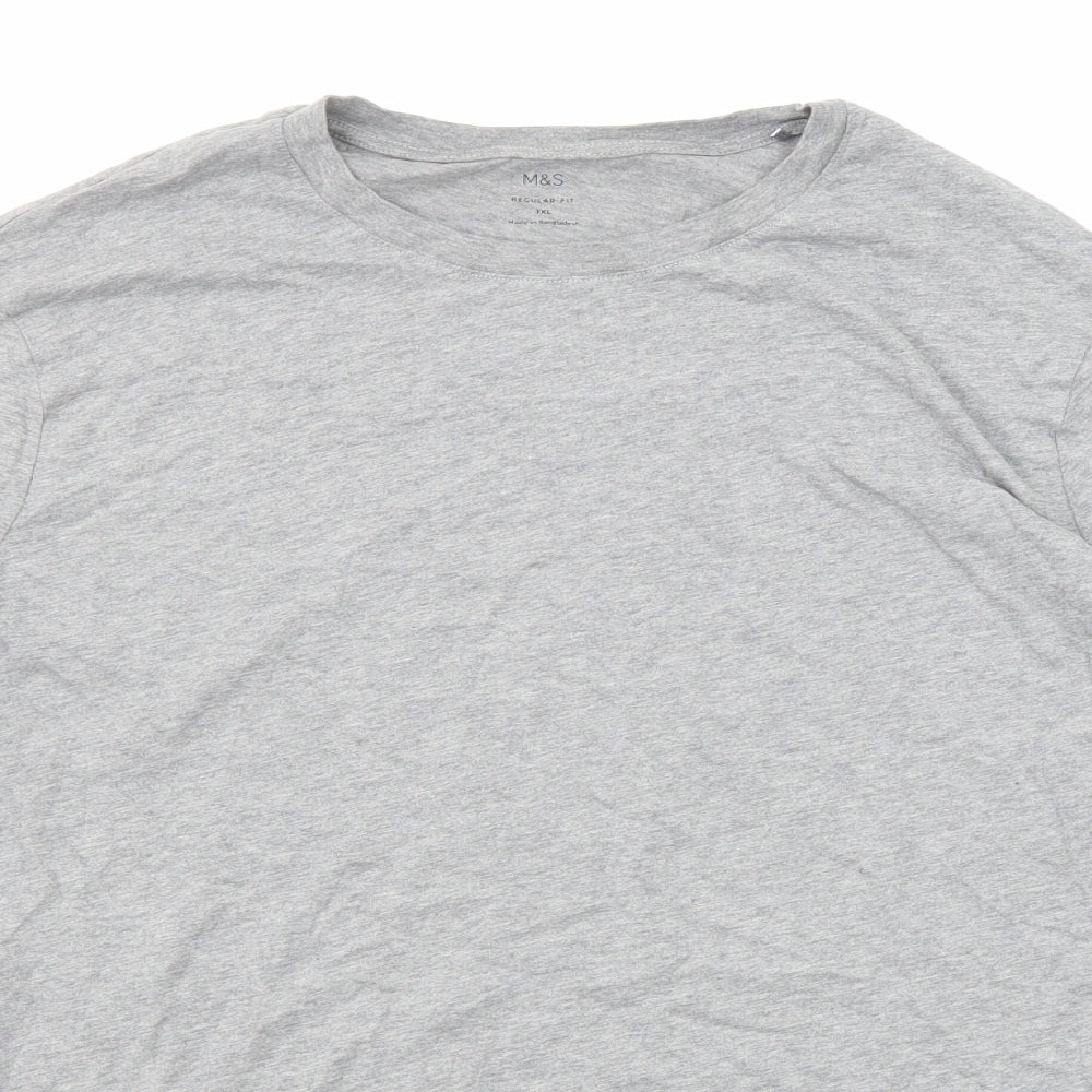 Marks and Spencer Mens Grey Cotton T-Shirt Size 3XL Crew Neck