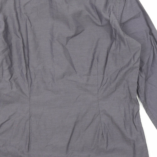 NEXT Mens Grey Cotton Button-Up Size 15.5 Collared Button