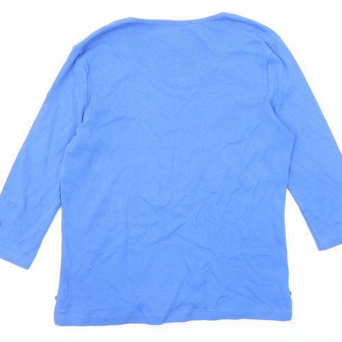 Betsy Womens Blue Cotton Basic T-Shirt Size 16 Round Neck