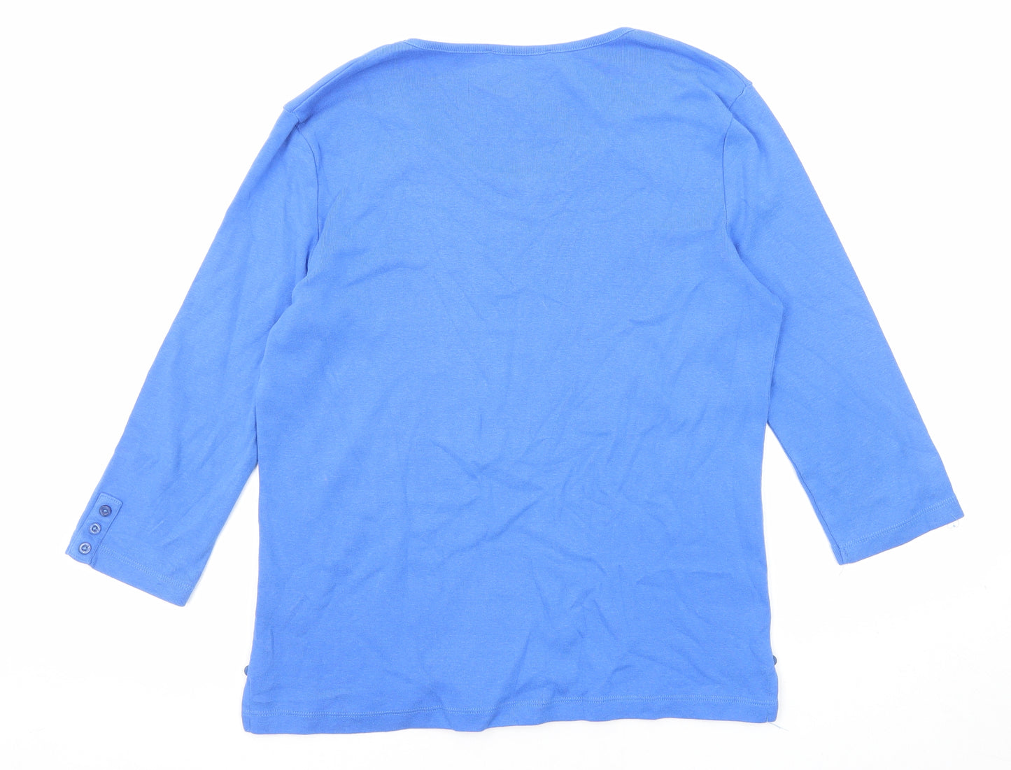 Betsy Womens Blue Cotton Basic T-Shirt Size 16 Round Neck