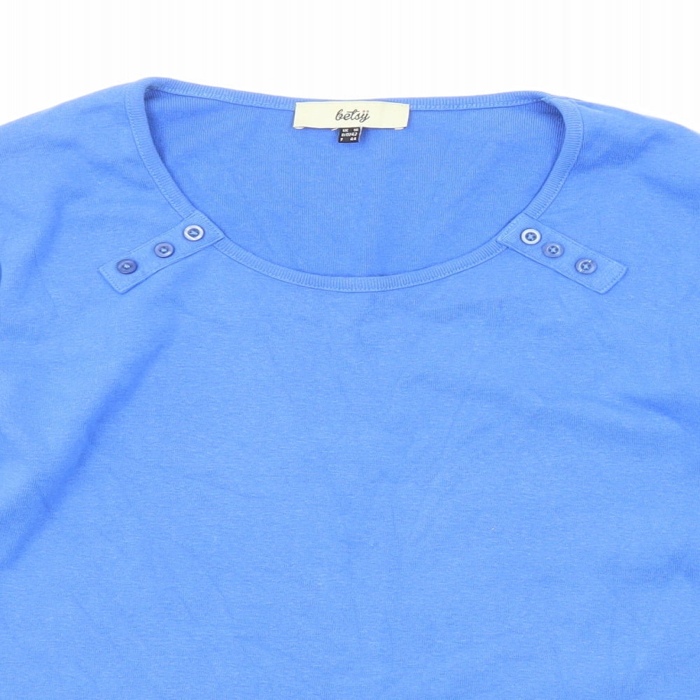 Betsy Womens Blue Cotton Basic T-Shirt Size 16 Round Neck