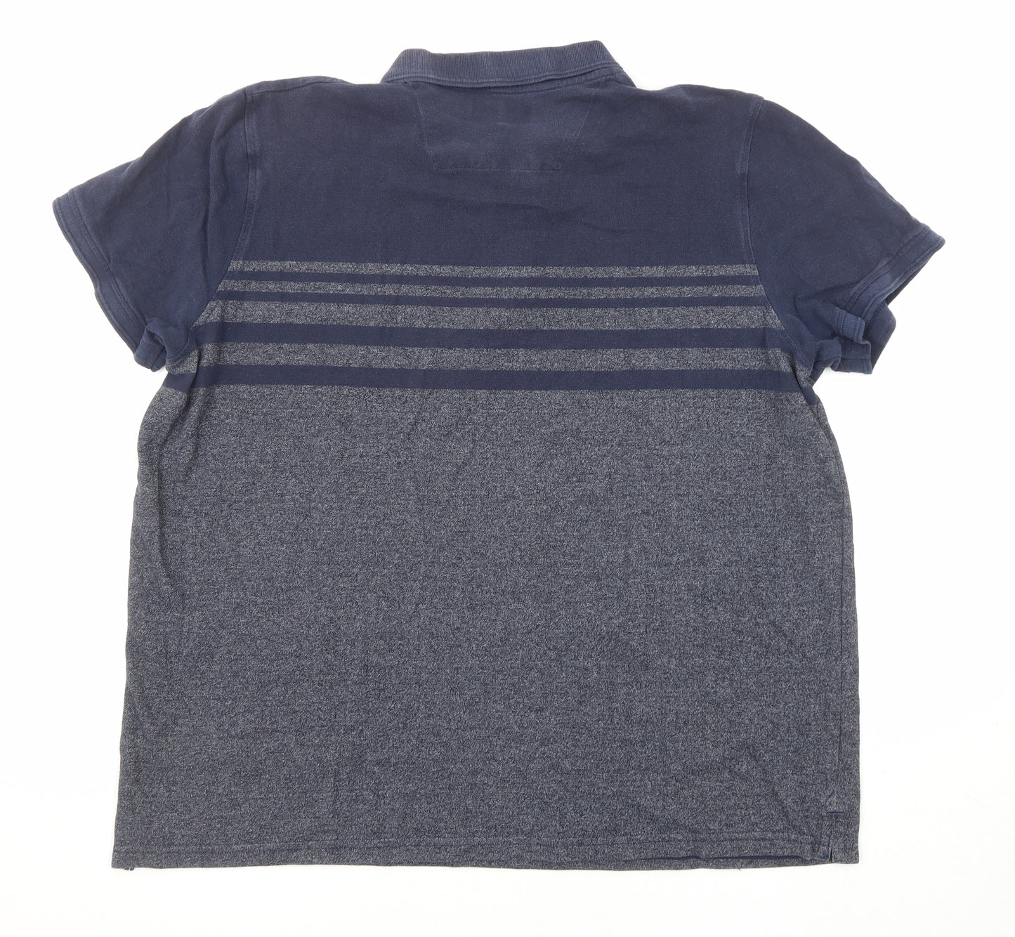 Maine New England Mens Blue Colourblock Cotton Polo Size XL Collared Button
