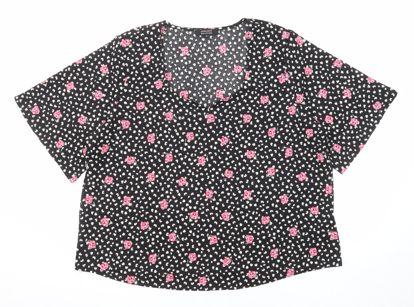JD Williams Womens Black Floral Polyester Basic Blouse Size 26 Scoop Neck