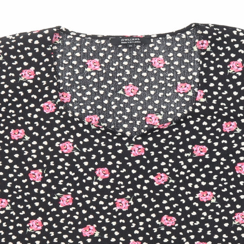 JD Williams Womens Black Floral Polyester Basic Blouse Size 26 Scoop Neck
